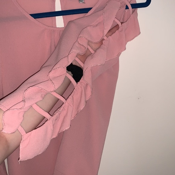 womens L light pink long open sleeve blouse - Picture 8 of 8